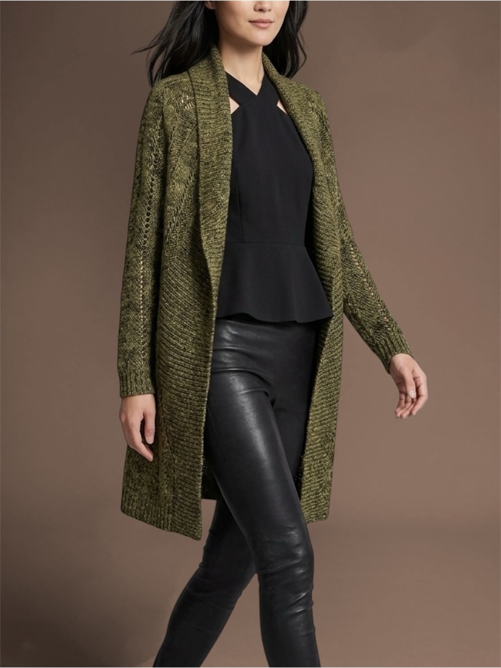 Le Chateau Olive Green Mohair Cardigan Sweater Size S-M - Picture 10 of 11
